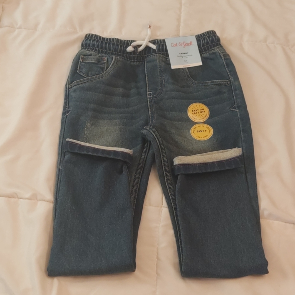 Cat and Jack Skinny Drawstring Jeans, Size 5T